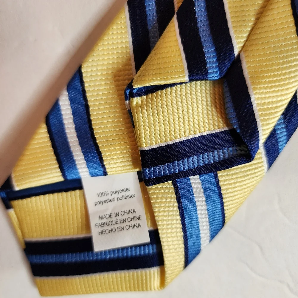 Boys Clip On Neck Tie in Yellow Stripe New Without Tags